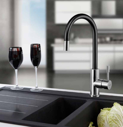 Rubinet kuzhine Blue Water Lima Inox, gryka 360°, çelik inox, i zi matte