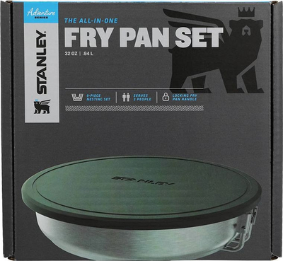 Set tigani kampingu Stanley Adventure All-in-One Fry Pan Set, inoks, 9 pjesë, jeshile