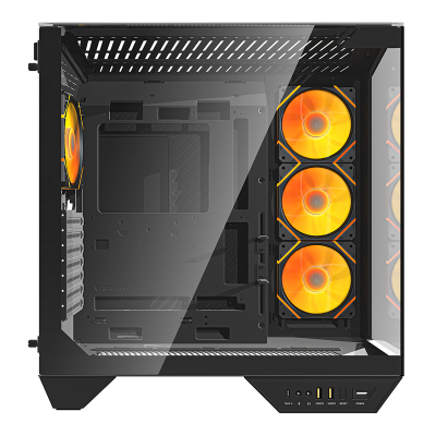 Kasa PC DarkFlash DY470 ATX, kub, 4 ventilatorë ARGB, e zezë