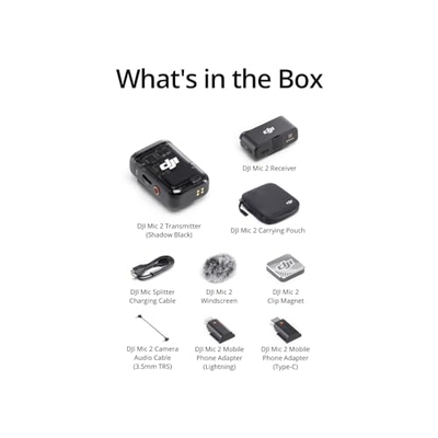 Mikrofon pa tela DJI Mic 2, sistem 2.4GHz, audio profesionale, i zi