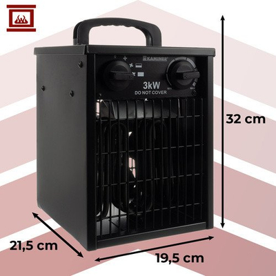 Електричен грејач Каминер 3000W, IPX4, црн