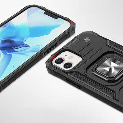 Mbulesë telefoni Wozinsky Ring Armor për iPhone 14, me unazë mbajtëse, e zezë