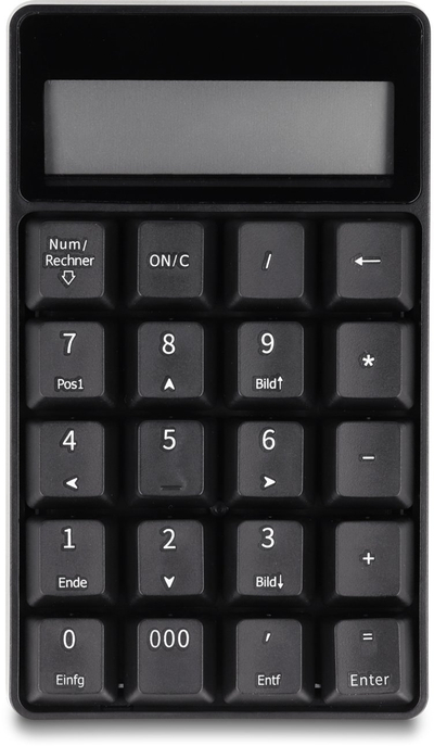 Tastierë numerike DeLOCK 2 in 1, pa kabllo, me ekran kalkulatori, e zezë