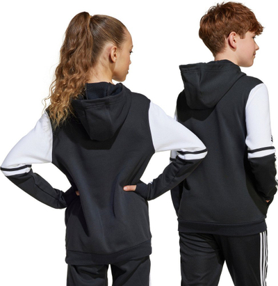Bluzë me kapuç adidas Squadra 25 Sweat Jr JE2768, për kalamaj, poliestër dhe pambuk, e zezë
