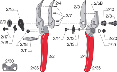 Ножици за кроење Felco 2 Classic, 25 mm, професионални, црвени
