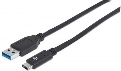 Kabllo Manhattan USB-A - USB-C, 1m, e zezë