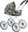 Karrucë për kukulla Doll Stroller, rrota të mëdha, e palosshme, gri me yje