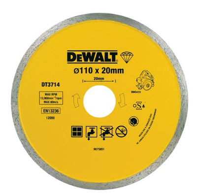 Disk diamant prerës Dewalt DT3714, 110mm, 20mm, i verdhë