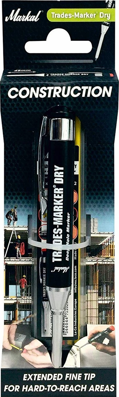 Laps shënues Markal Trades-Marker Dry për hekur e metal, me 6 bërthama grafiti, i zi