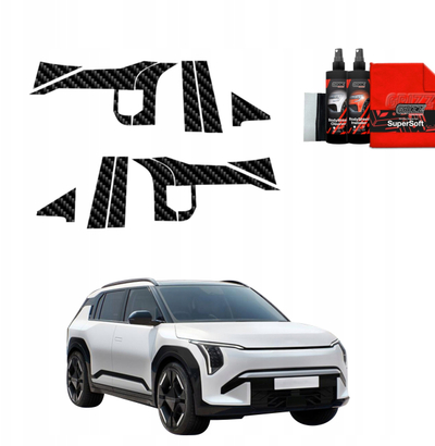 Fole mbrojtëse karboni për shtylla A B C Kia EV3 GT Line 2025 2026, set 12 copë, e zezë karboni