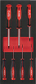 Set kaçavidash Torx Milwaukee Screwdriver TX Set 1 Foam, 7 copë, me shkumë për organizim, kuqe e zezë