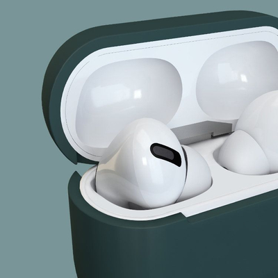 Kuti mbrojtëse për Apple AirPods 3, silikon i butë, me karabinë, blu e errët