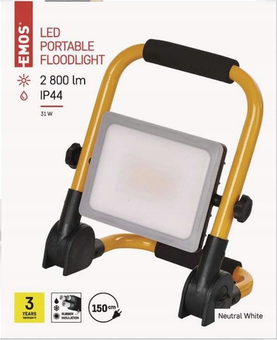 Reflektor portativ EMOS LED, 31W, dritë e bardhë neutrale, e verdhë