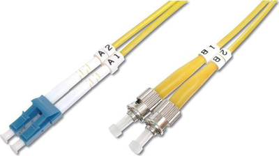 Kabllo fibër optike Digitus Patch Cord DK-2931-02, LC në ST, OS1 9/125, 2m, e verdhë