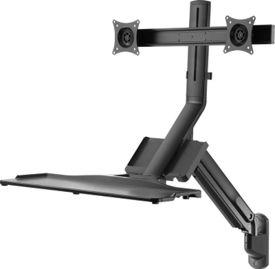 Mbajtëse muri për monitor dhe tastierë Maclean MC-633, për dy monitorë 17"-27", sustë gazi, e zezë