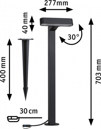 Lampë shtigjesh Paulmann Plug & Shine Ito, LED, IP65, e zezë