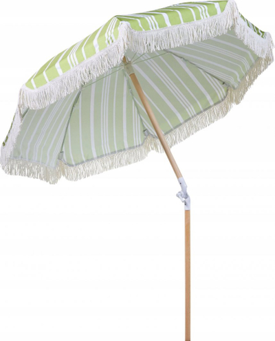 Çadër plazhi Beliani Mondello, 150 cm, poliester rezistent UV, jeshile me vija