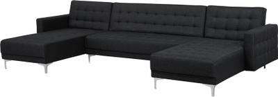 Divan kënd ABERDEEN, modular 5 vendsh, në formë U, me stof gri grafit