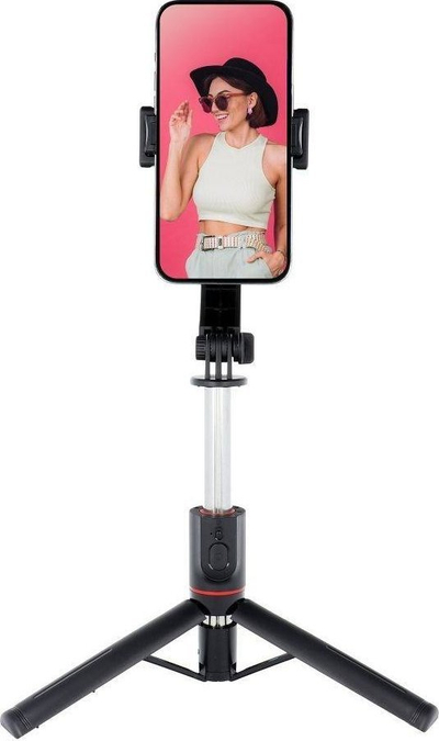 Shkop selfie tripod SSTR-13 me telekomandë Bluetooth, 21-133 cm, i zi
