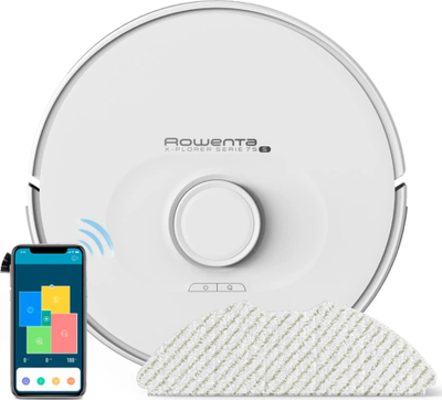 Robot fshesë Rowenta X-Plorer Series 75 RR8567, me lazer për orientim, pastrim me ujë, i bardhë