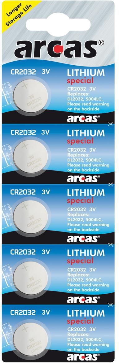 Bateri litium Arcas CR2032, 3V, 5 copë