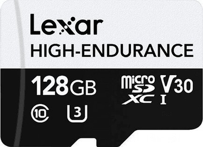 Kartë memorie Lexar High Endurance microSDXC, 128GB, Class 10 UHS I U3 V30