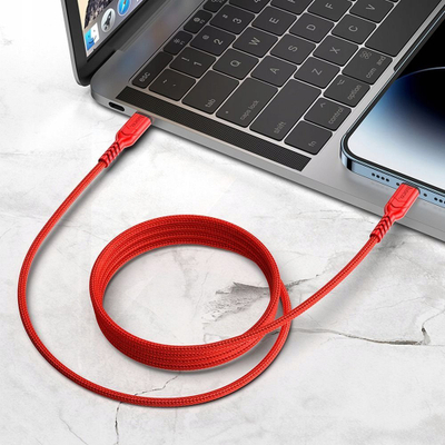 Kabllo karikimi Hoco X59 Victory, USB‑C në Lightning, PD 20W, 1m, e kuqe