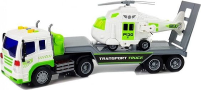 Kamion lodër Leantoys Battery Powered Transporter 1:16, me helikopter, shumëngjyrësh