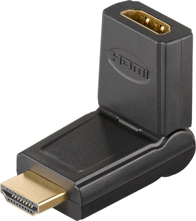 Adapter HDMI Goobay, me kënd 180°, mashkull në femër, i zi
