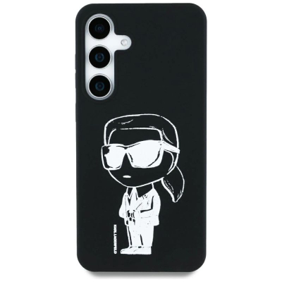 Kapak telefoni Karl Lagerfeld Klhms25Spnykgrtk për Samsung S25, silikon magnetik, me dizajn Graffiti, i zi
