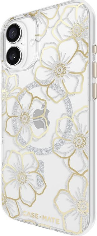 Mbrojtëse telefoni Case-Mate Floral Gems MagSafe, për iPhone 16 Plus, transparente, me lule dhe ngjyrë ari