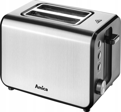 Toaster Amica TM3030, 950W, 2 feta, inox argjendtë e zi