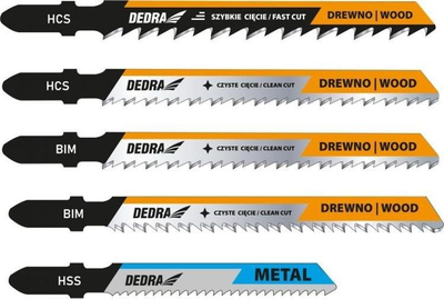 Tehe sharrë vertikale Dedra 08T003, set 5 copë, për dru dhe metal