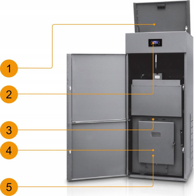 Kaldajë peleti Ferroli Biopellet Pro 24kW, rezervuar 105kg, gri
