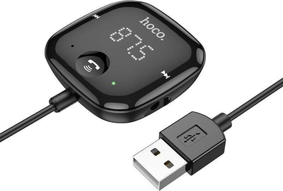 Transmetues FM për makinë Hoco E65 Unity, Bluetooth, me mikrofon, i zi
