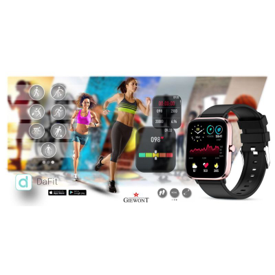 Ora inteligjente Giewont GW230-3, Bluetooth, mat puls, rozë me të zezë