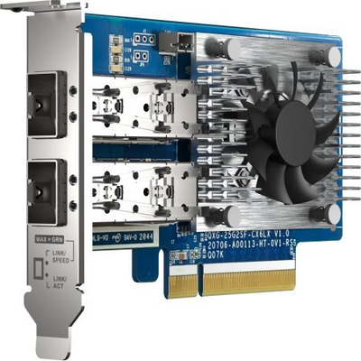 Kartë rrjeti QNAP QXG-25G2SF-CX6, 25GbE, PCIe Gen4, me 2 porta SFP28