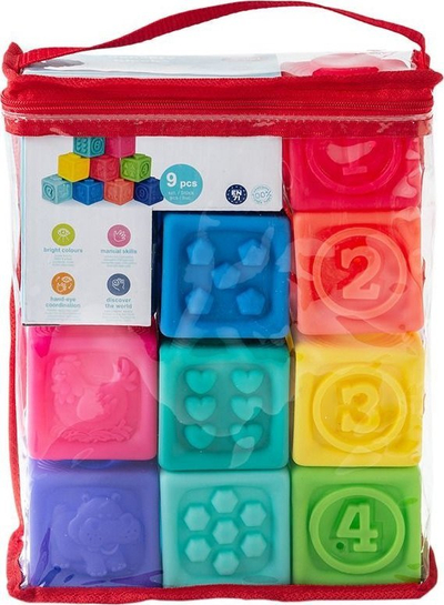 Blloqe loje Smiki Sensory 7368401, 9 copa, gome e butë, shumëngjyrëshe