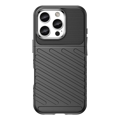 Këllëf telefoni Hurtel Thunder Case për iPhone 16e, silikon TPU, mbrojtje e fortë, i zi
