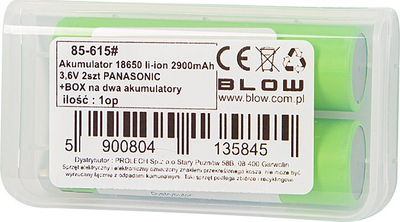 Bateri të rimbushme Blow Panasonic 85-615 NCR18650PF, 18650 li-ion, 2900mAh 3.6V, set 2 copë