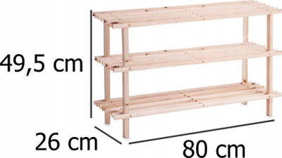 Stol për këpucë Zeller Shoe Bench, 3 rafte, dru pishe natyral