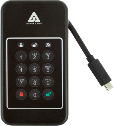 Disk i jashtëm Apricorn Aegis NVX, 2TB, USB Type C 3.2 Gen 1, i zi