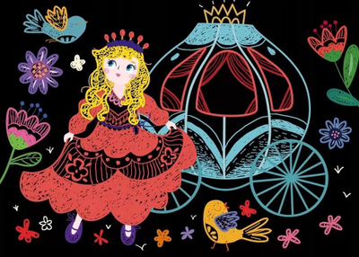 Libër kreativ Avenir Mini Scratch Book Princess, për kalamaj, format i vogël, shumëngjyrësh