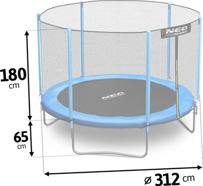 Trampolinë kopshti Neo-Sport me rrjetë të jashtme, 312 cm