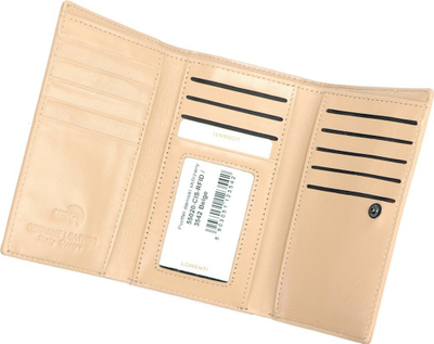 Portofol grash Lorenti Classic, lëkurë natyrale, RFID Protect, bezhë