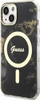 Mbulesë telefoni Guess Golden Marble, për iPhone 14 Plus 6.7", hardcase, MagSafe, e zezë