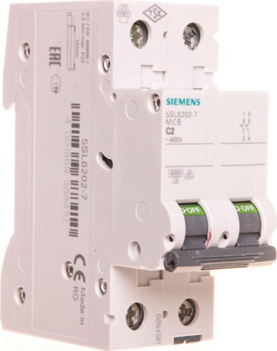 Çelësi automatik Siemens 5SL6202-7, 2P, C2, 6kA, AC