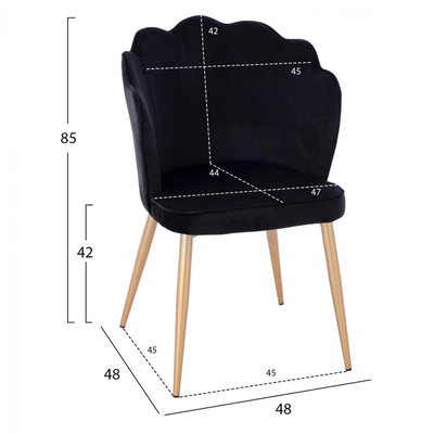 Karrige velvet + metal 48×48×85 cm (HM8737.04), zezë/ ari