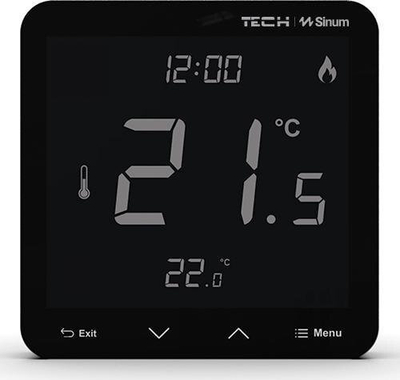 Termostat dhome Tech Sinum R S3, me ekran me prekje, për ngrohje dhe ftohje, i zi