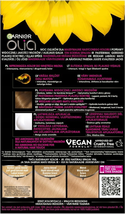 Ngjyrë flokësh Garnier Olia 10.1, blond shumë i hapur i ftohtë, e përhershme